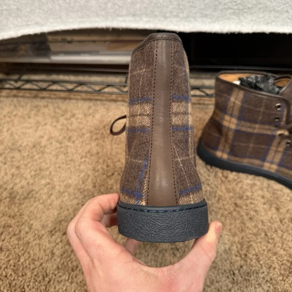 Marc Nolan Jagger Coffee Plaid High Top Shoes Mens 13